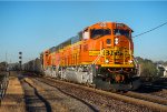 BNSF 9908, EMD SD70MAC, two new MACs lead an eastbound coal train 